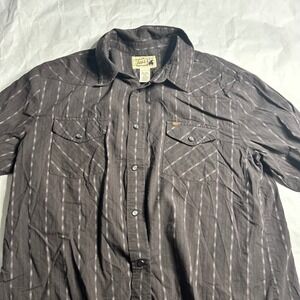 Tao Western Shirt Mens XL/TG Brown Striped Long Sleeve‎ Button Up Cowboy Pearl